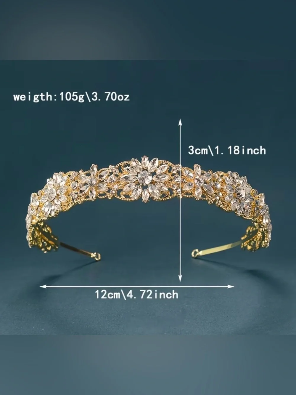 A Golden Flower Rhinestone Princess Headband Tiara.
